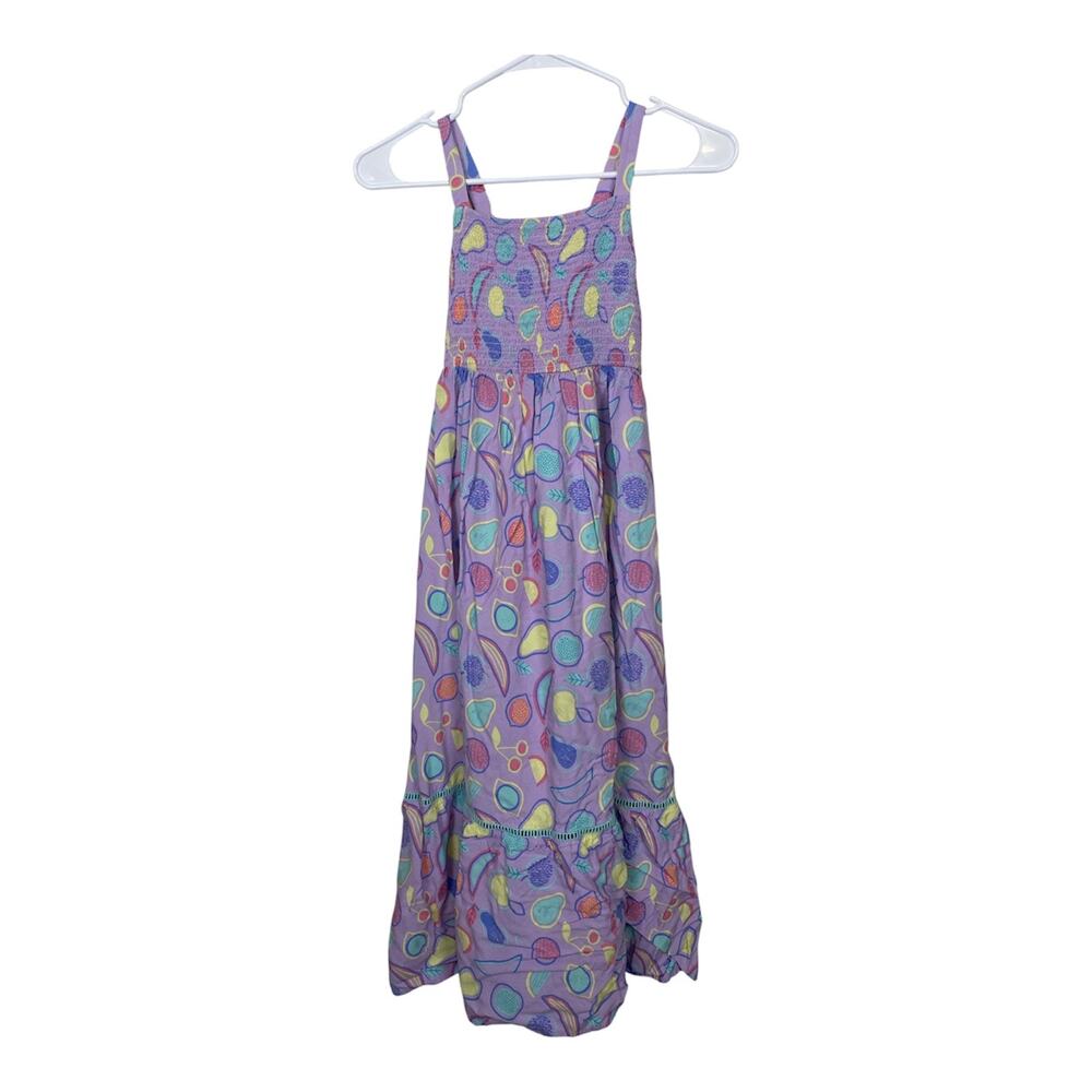 Cat&Jack Girls Lilac Purple Long Rayon Dress Sundress Fruit Print Size L 10-12